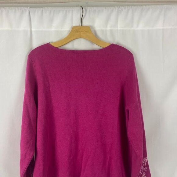 Susan Graver Pink Split Neck Jacquard Sweater Women's XL - Picture 9 of 12